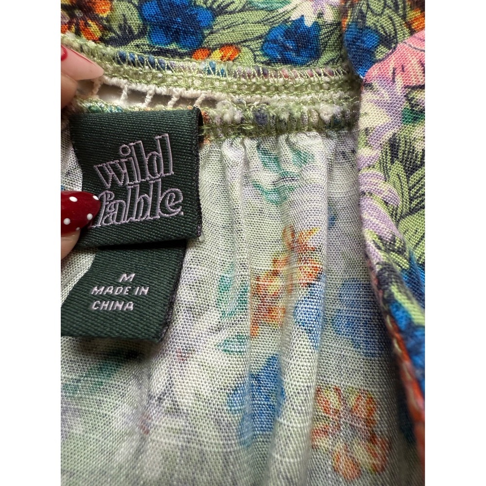 Wild Fable Floral Print Mini Dress Women's Size Medium Spaghetti Strap Ruffle - Picture 5 of 8